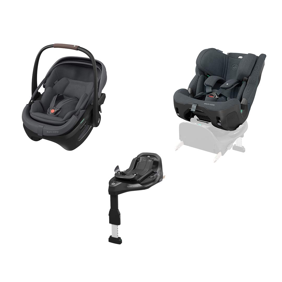Maxi-Cosi Coral Slide Pro, FamilyFix Slide Pro & Pearl XL Slide Pro KIT-Car Seats-Moon Graphite- | Natural Baby Shower