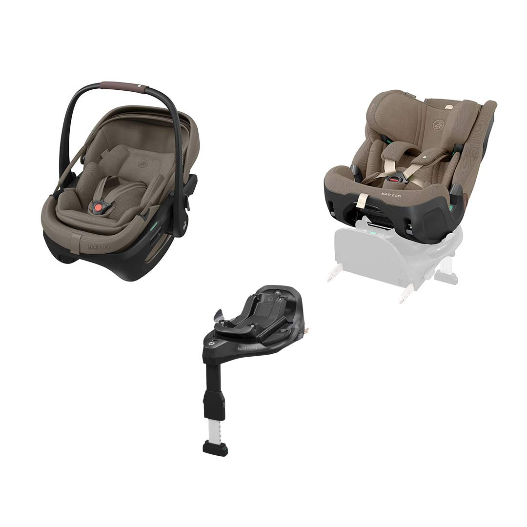 Maxi-Cosi Coral Slide Pro, FamilyFix Slide Pro & Pearl XL Slide Pro KIT-Car Seats-Oak Truffle- | Natural Baby Shower