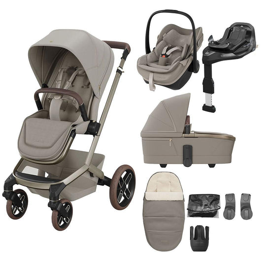 Maxi-Cosi Fame 8 Piece Premium Travel System with Pebble Slide Pro-Travel Systems-Sapphire Sand- | Natural Baby Shower