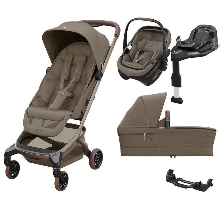 Maxi-Cosi Fame Cabin Stroller Zero G Travel System-Travel Systems-Oak Truffle-Without Bumper Bar | Natural Baby Shower