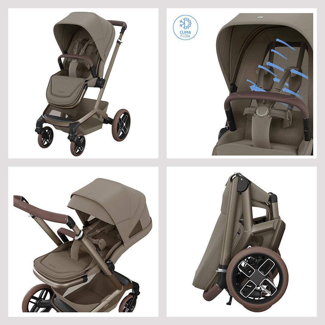 Maxi-Cosi Fame 8 Piece Ultimate Travel System with Coral Slide Pro-Travel Systems-Oak Truffle- | Natural Baby Shower