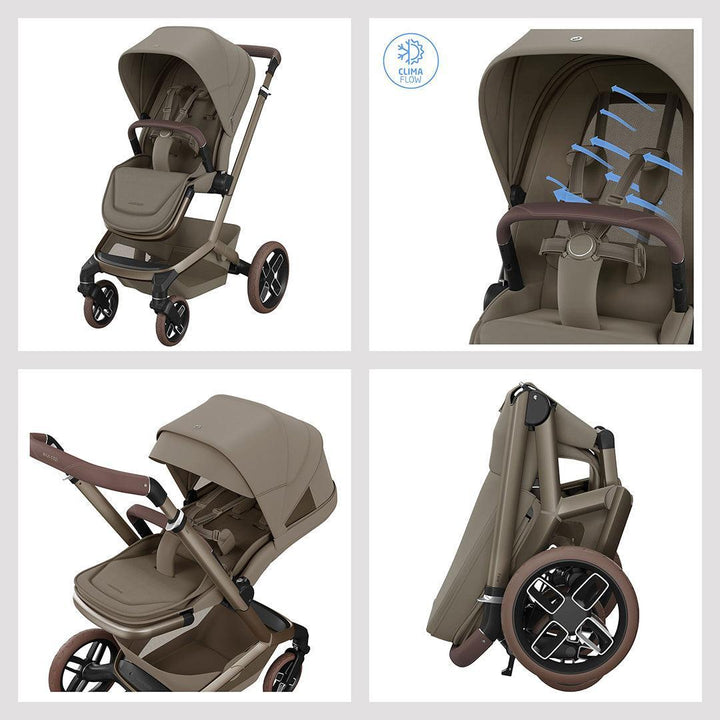 Maxi-Cosi Fame 8 Piece Ultimate Travel System with Coral Slide Pro-Travel Systems-Oak Truffle- | Natural Baby Shower