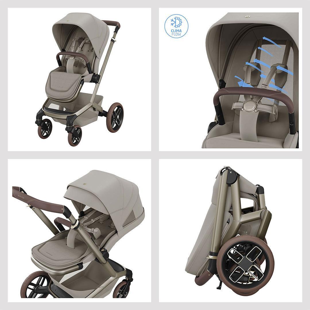 Maxi-Cosi Fame 8 Piece Premium Travel System with Pebble Slide Pro-Travel Systems-Sapphire Sand- | Natural Baby Shower
