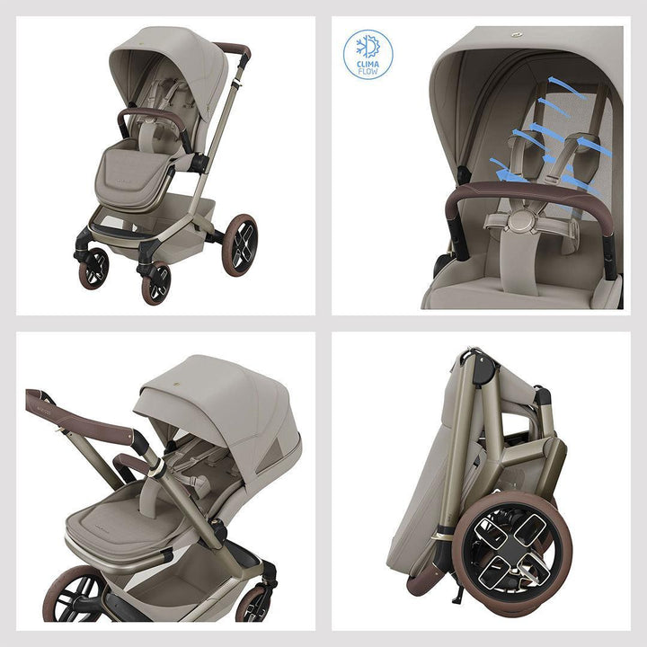 Maxi-Cosi Fame 8 Piece Premium Travel System with Pebble Slide Pro-Travel Systems-Sapphire Sand- | Natural Baby Shower