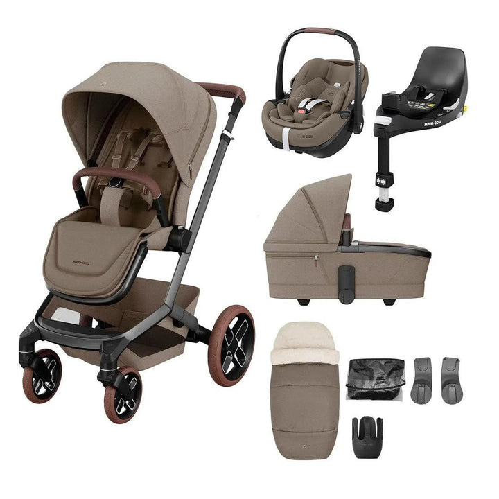 Maxi-Cosi Fame Premium + Pebble 360 Pro 2 Travel System-Travel Systems-Twillic Truffle-Brown | Natural Baby Shower