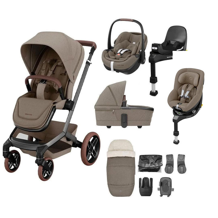 Maxi-Cosi Fame Premium + Pebble Pro2 + Pearl 360 Pro Travel System-Travel Systems-Twillic Truffle-Brown | Natural Baby Shower
