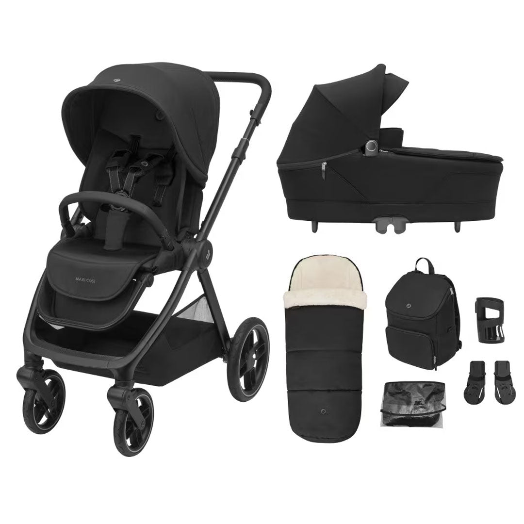 Maxi-Cosi Oxford+ 7-Piece Essentials Bundle-Stroller Bundles-Twillic Black- | Natural Baby Shower