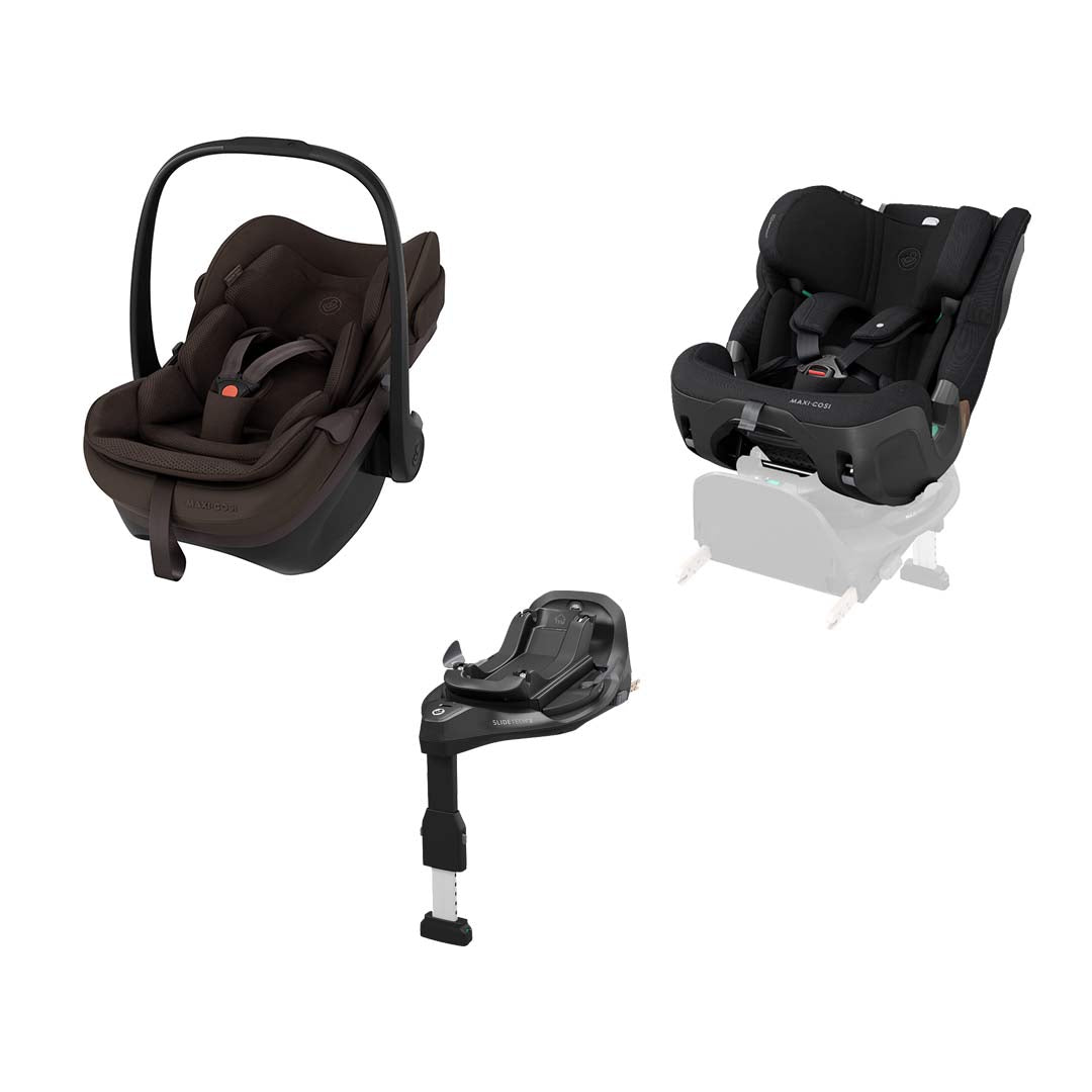 Maxi-Cosi Pebble Slide Pro, FamilyFix Slide Pro & Pearl XL Slide Pro KIT-Car Seats-Espresso Brown- | Natural Baby Shower