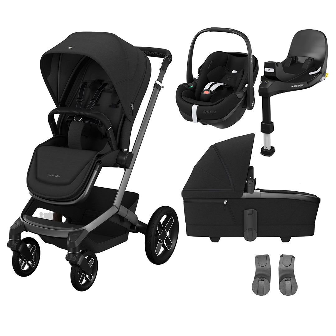 Maxi-Cosi Fame Pushchair + Pebble 360 Pro 2 Travel System-Travel Systems-Twillic Black-Black | Natural Baby Shower