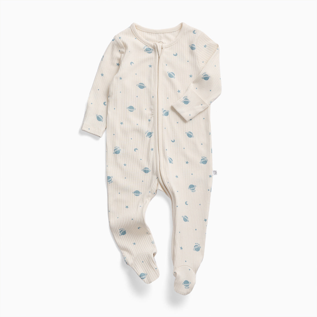 MORI Ribbed Two Way Zip-Up Sleepsuit - Space-Sleepsuits-Space-NB | Natural Baby Shower