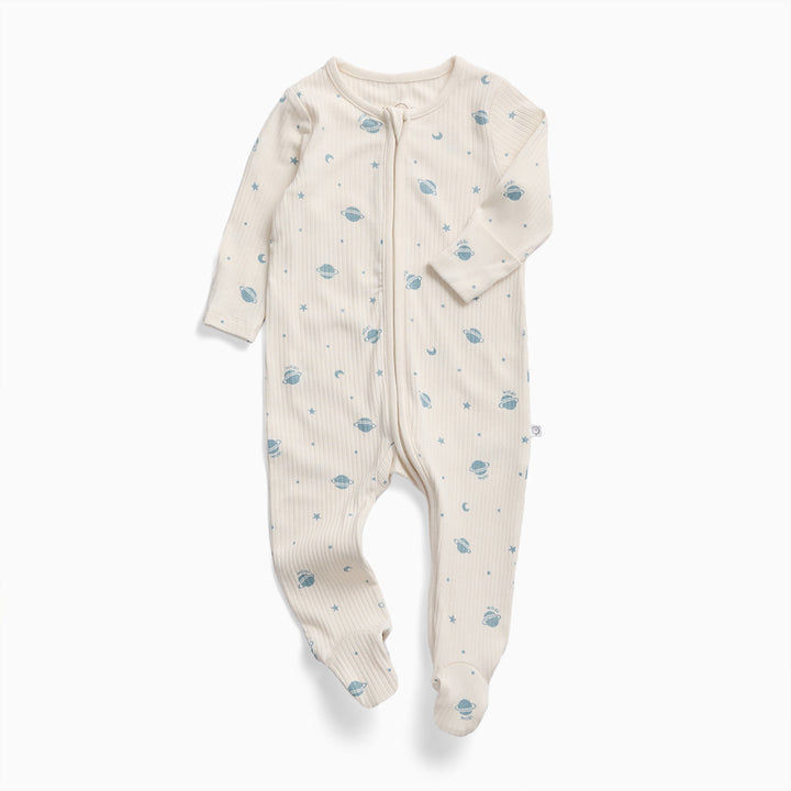 MORI Ribbed Two Way Zip-Up Sleepsuit - Space-Sleepsuits-Space-NB | Natural Baby Shower