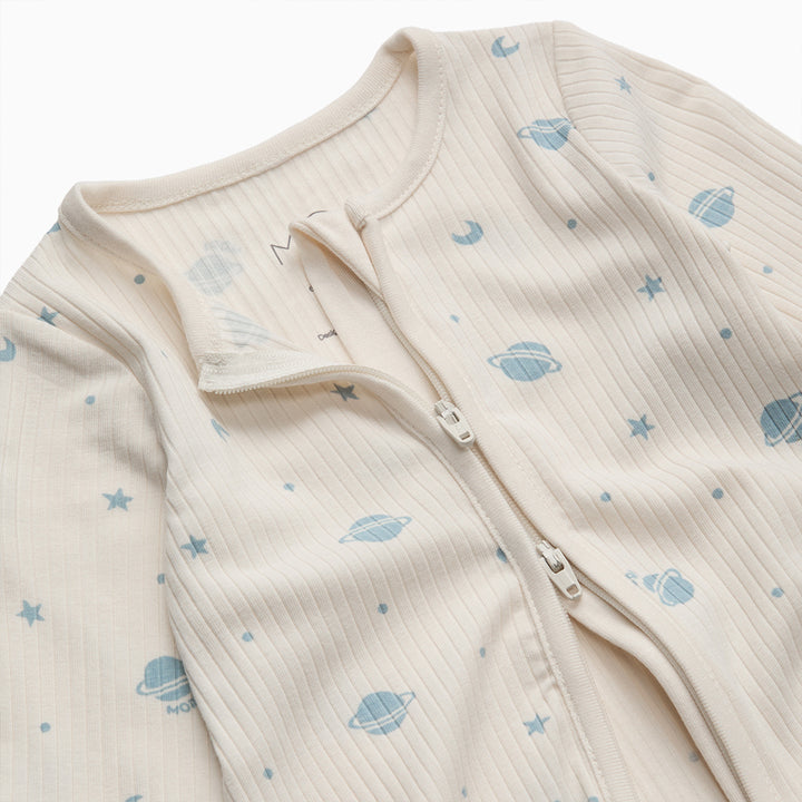 MORI Ribbed Two Way Zip-Up Sleepsuit - Space-Sleepsuits-Space-NB | Natural Baby Shower
