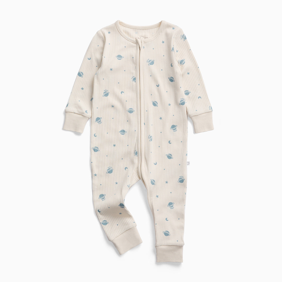 MORI Ribbed Two Way Zip-Up Sleepsuit - Space-Sleepsuits-Space-NB | Natural Baby Shower