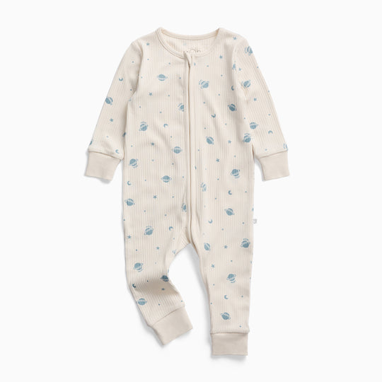MORI Ribbed Two Way Zip-Up Sleepsuit - Space-Sleepsuits-Space-NB | Natural Baby Shower