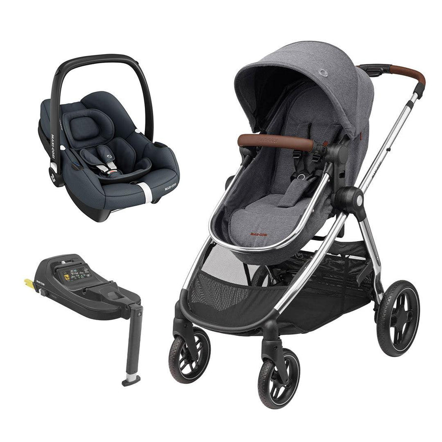 Maxi-Cosi Zelia Luxe 2-in-1 Pushchair + Base Travel System - Twillic Grey-Travel Systems- | Natural Baby Shower