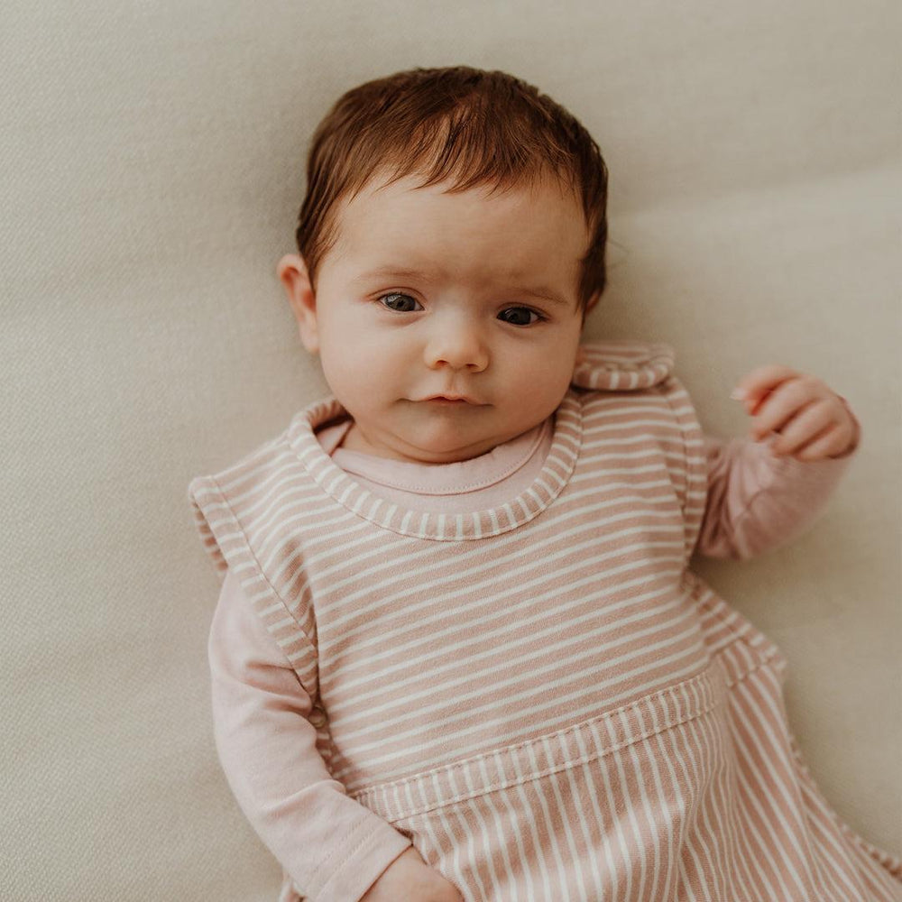 Merino Kids Go Go Sleeping Bag - All Seasons - Misty Rose Stripe-Sleeping Bags-Misty Rose-3-24m | Natural Baby Shower