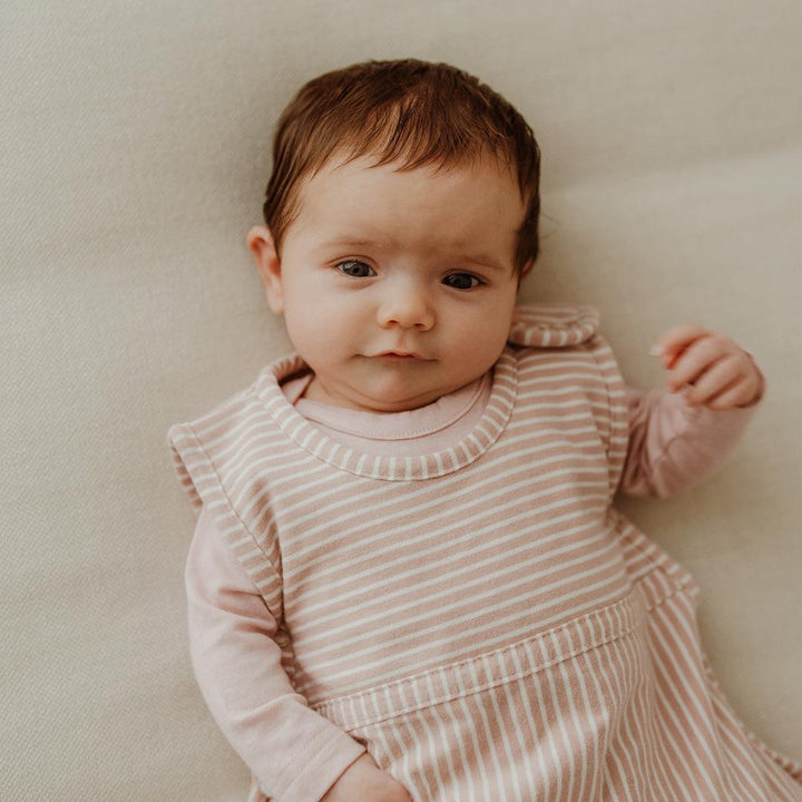 Merino Kids Go Go Sleeping Bag - All Seasons - Misty Rose Stripe-Sleeping Bags-Misty Rose-3-24m | Natural Baby Shower