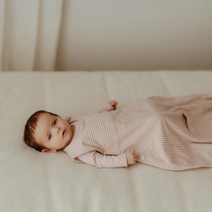 Merino Kids Go Go Sleeping Bag - All Seasons - Misty Rose Stripe-Sleeping Bags-Misty Rose-3-24m | Natural Baby Shower