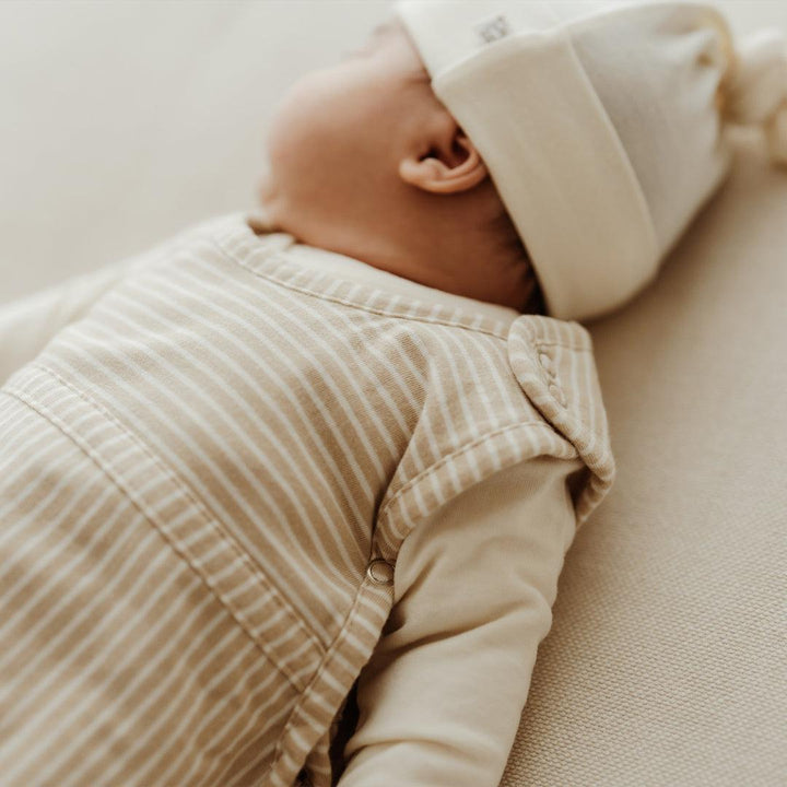 Merino Kids Go Go Sleeping Bag - All Seasons - Sandstone Stripe-Sleeping Bags-Sandstone-3-24m | Natural Baby Shower