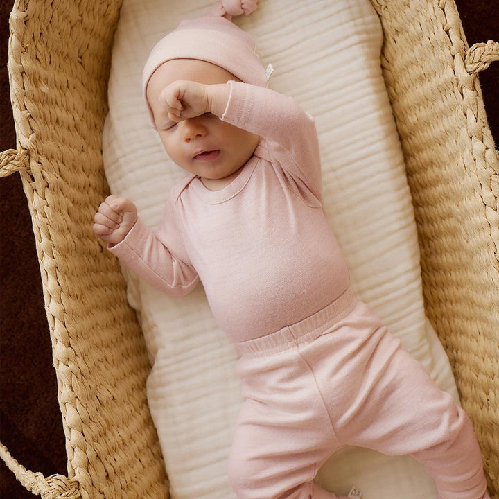 Merino Kids Merino Long Sleeve Envelope Bodysuit - Cloud Pink-Bodysuits-Cloud Pink-0-3m | Natural Baby Shower