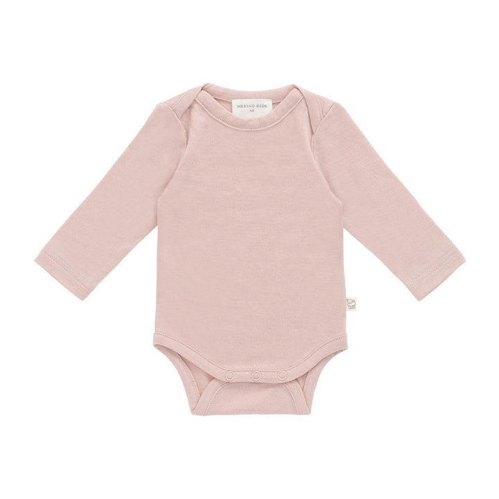 Merino Kids Merino Long Sleeve Envelope Bodysuit - Cloud Pink-Bodysuits-Cloud Pink-0-3m | Natural Baby Shower