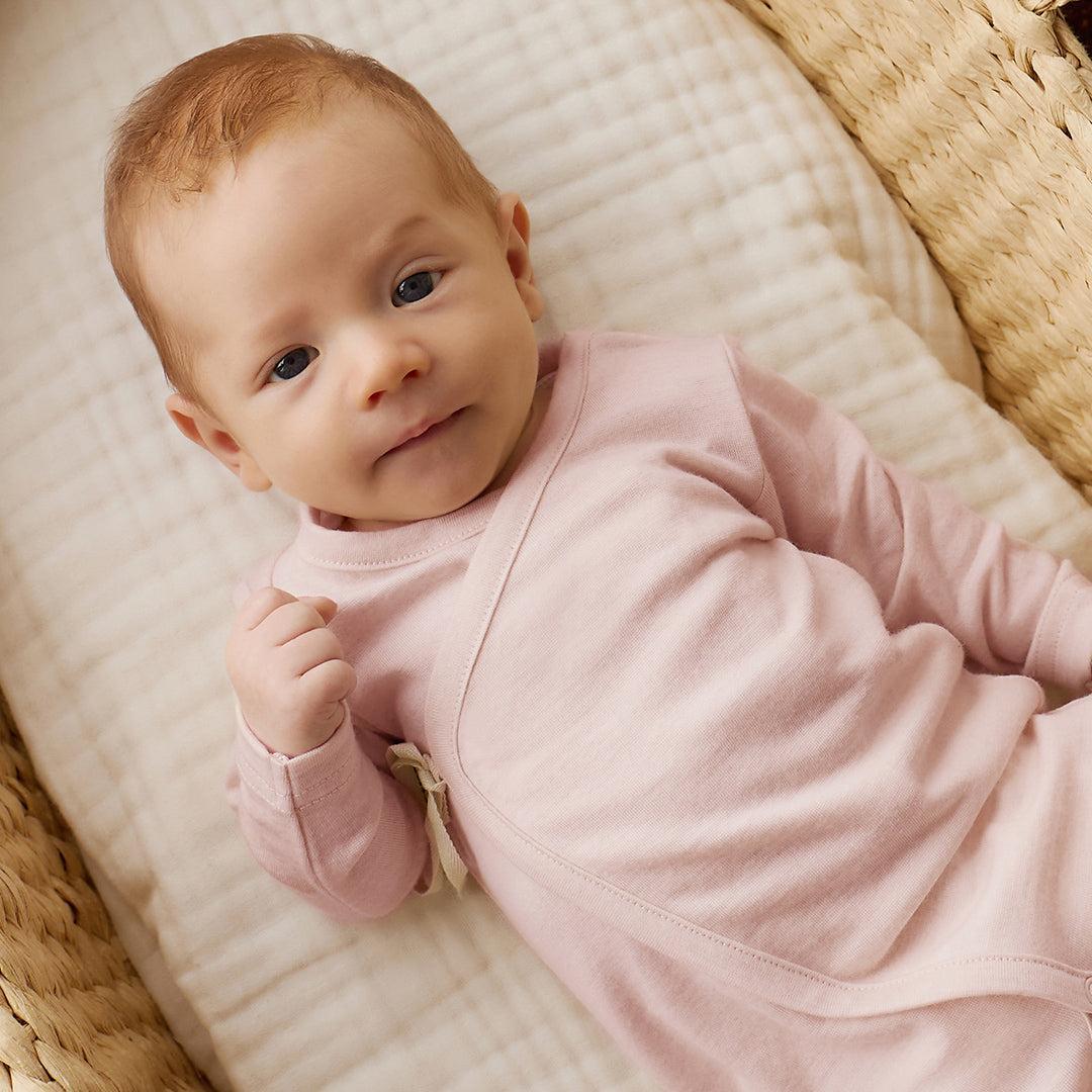 Merino Kids Merino Wrap Onepiece - Cloud Pink-Sleepsuits-Cloud Pink-0-3m | Natural Baby Shower
