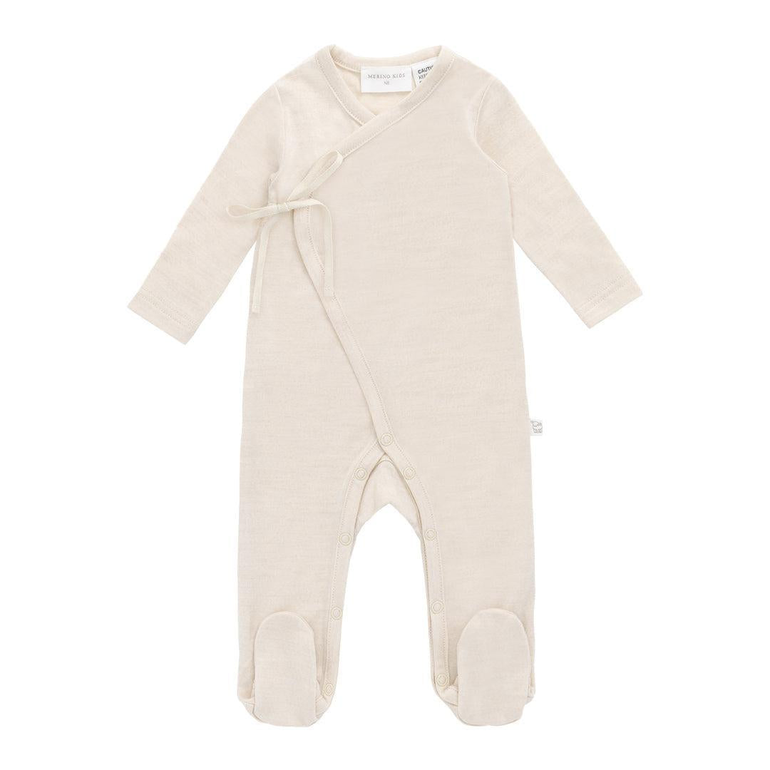 Merino Kids Merino Wrap Onepiece - Natural-Sleepsuits-Natural-0-3m | Natural Baby Shower