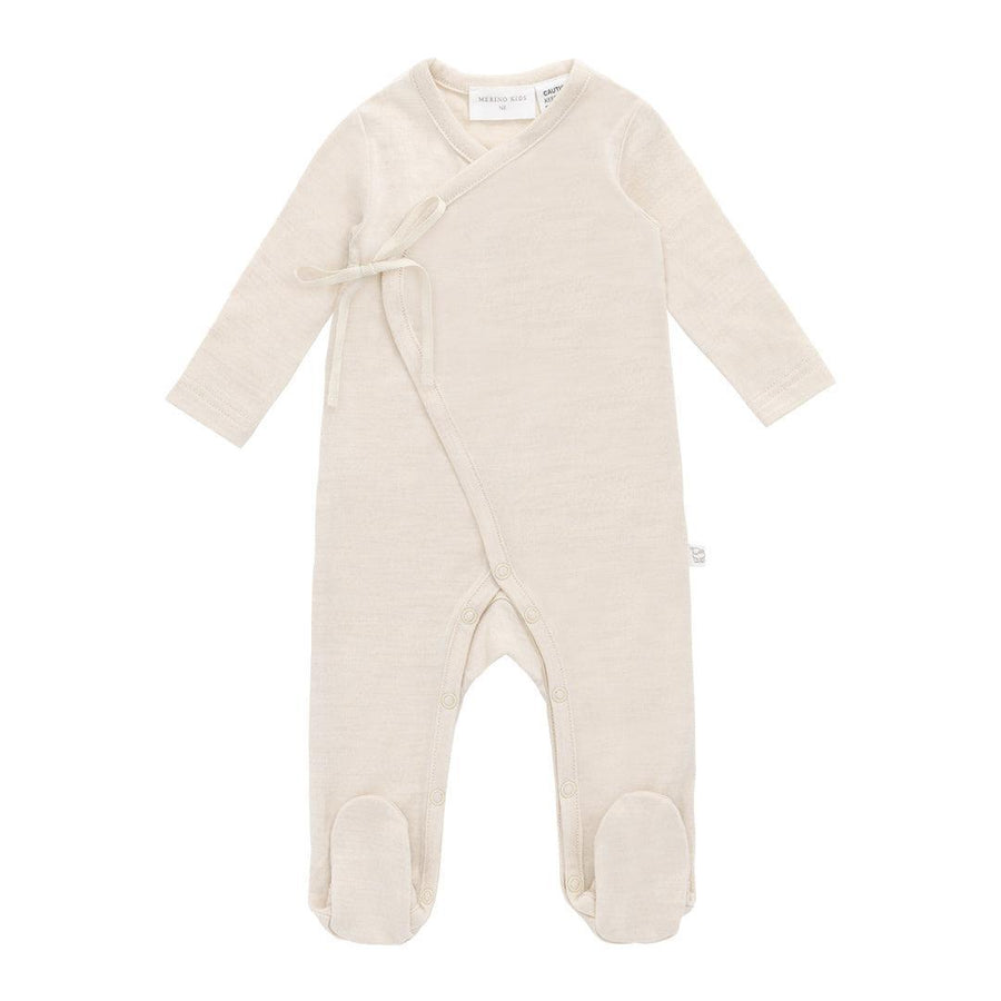 Merino Kids Merino Wrap Onepiece - Natural-Sleepsuits-Natural-0-3m | Natural Baby Shower