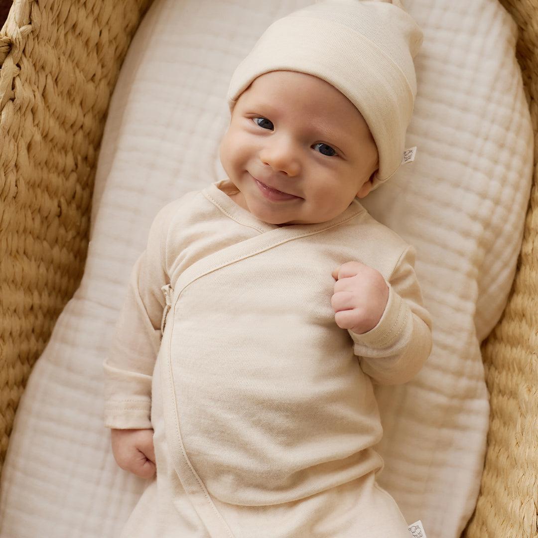Merino Kids Merino Wrap Onepiece - Natural-Sleepsuits-Natural-0-3m | Natural Baby Shower