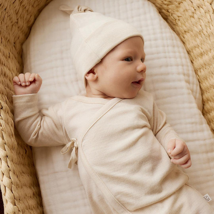 Merino Kids Merino Wrap Onepiece - Natural-Sleepsuits-Natural-0-3m | Natural Baby Shower