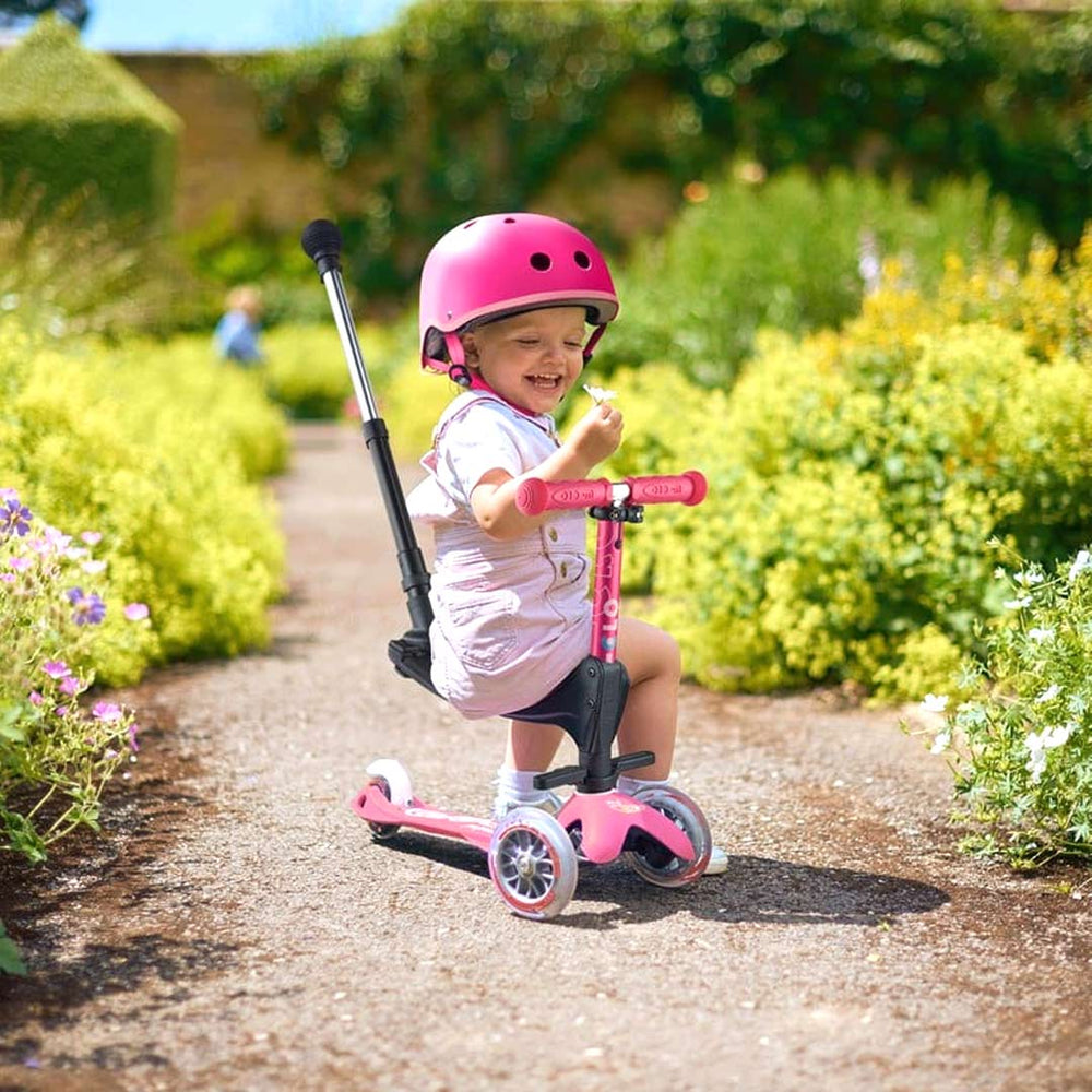 Micro Scooters 3 In 1 Deluxe Plus Scooter + Push Handle - Pink-Scooters-Pink- | Natural Baby Shower