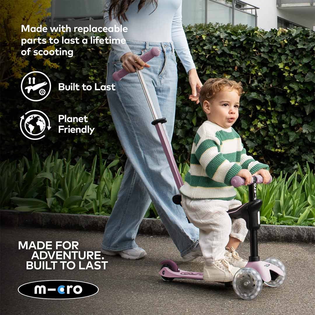 Micro Scooters Mini 2 Grow Deluxe LED Clip Seat V2 Scooter - Rose Pink-Scooters-Rose Pink- | Natural Baby Shower