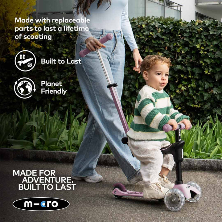 Micro Scooters Mini 2 Grow Deluxe LED Clip Seat V2 Scooter - Rose Pink-Scooters-Rose Pink- | Natural Baby Shower