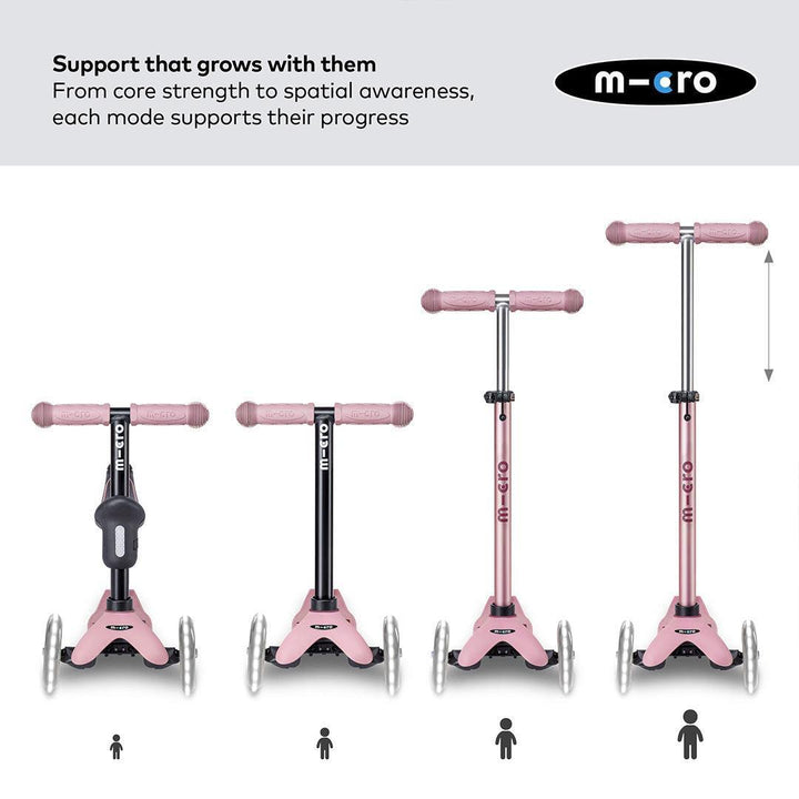 Micro Scooters Mini 2 Grow Deluxe LED Clip Seat V2 Scooter - Rose Pink-Scooters-Rose Pink- | Natural Baby Shower