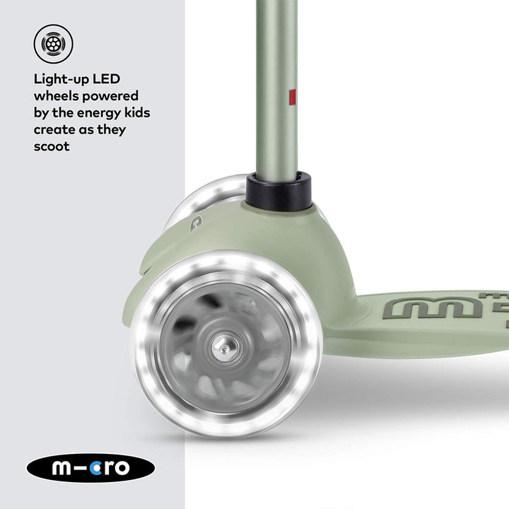 Micro Scooters Mini 2 Grow Deluxe LED Clip Seat V2 Scooter - Sage Green-Scooters-Sage Green- | Natural Baby Shower