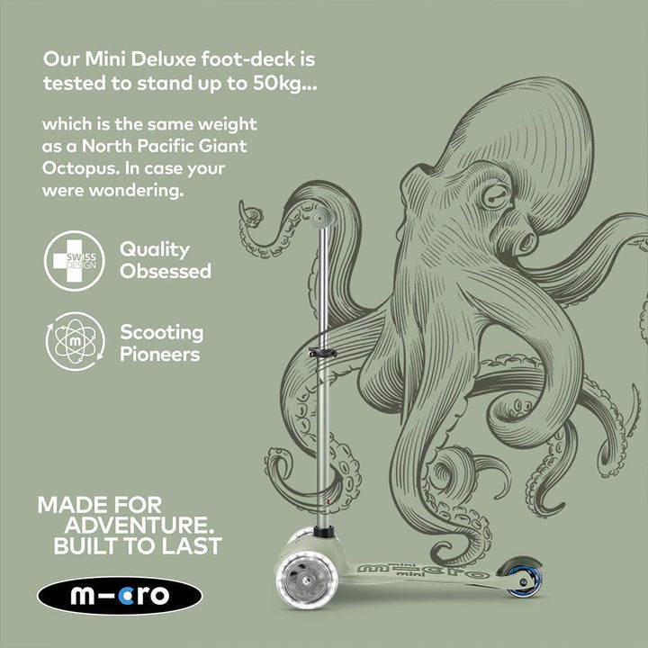 Micro Scooters Mini 2 Grow Deluxe LED Clip Seat V2 Scooter - Sage Green-Scooters-Sage Green- | Natural Baby Shower