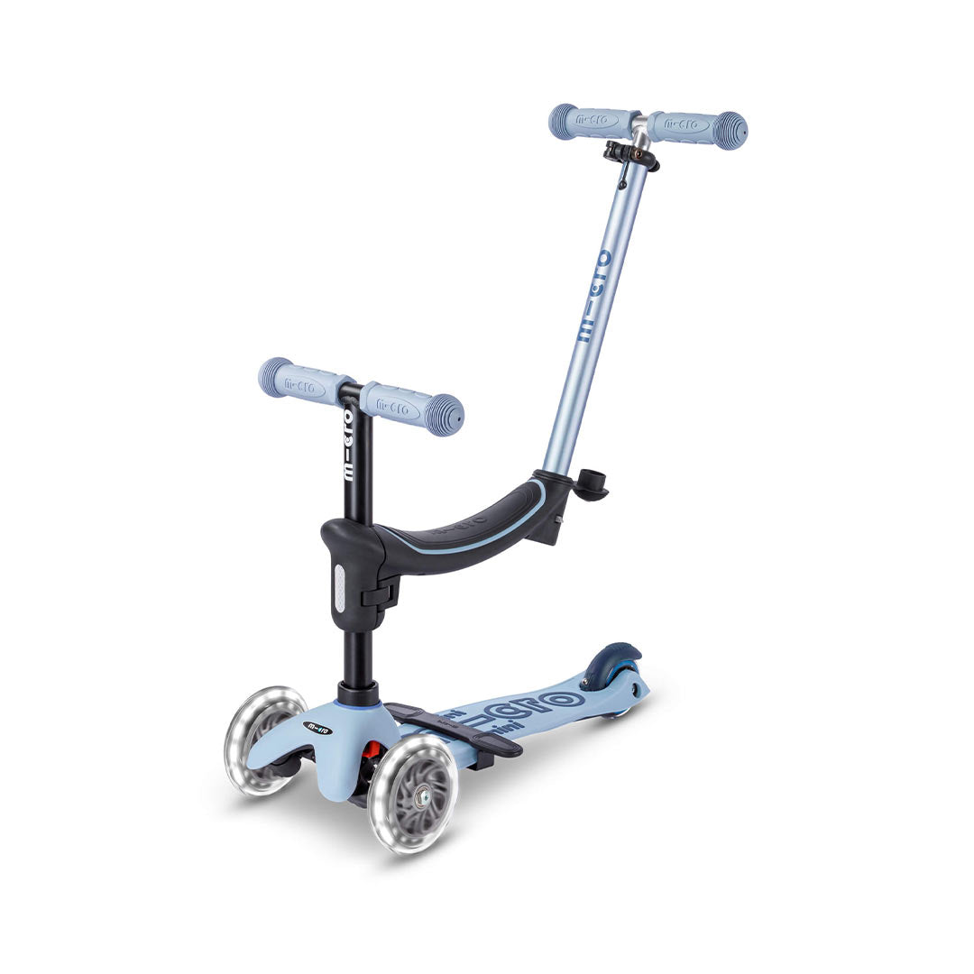 Micro Scooters Mini 2 Grow Deluxe LED Clip Seat V2 Scooter - Soft Blue-Scooters-Soft Blue- | Natural Baby Shower