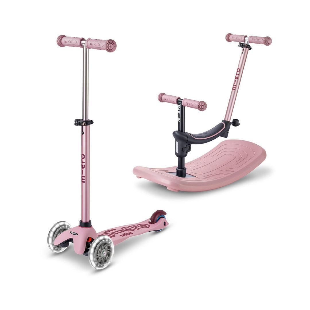 Micro Scooters Mini Deluxe LED Rock And Go Scooter - Rose Pink-Scooters-Rose Pink- | Natural Baby Shower