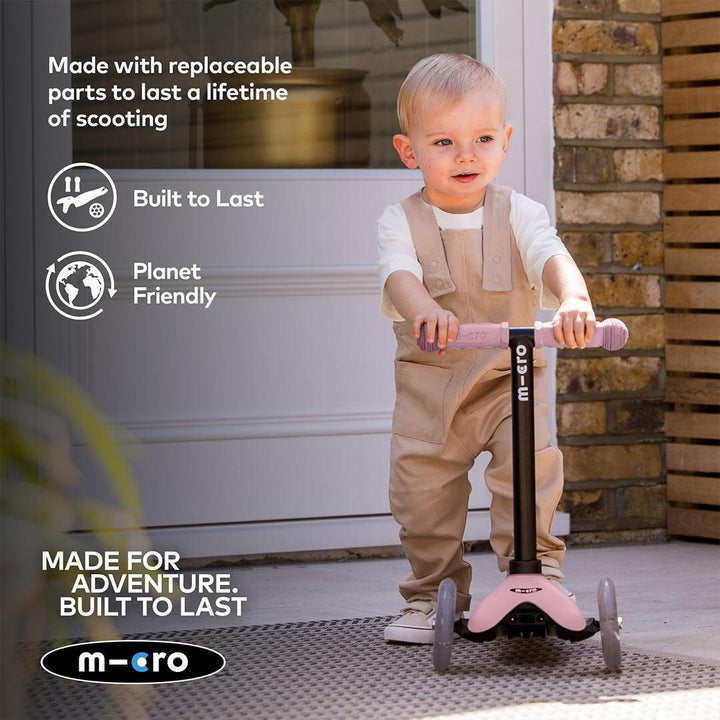 Micro Scooters Mini Deluxe LED Rock And Go Scooter - Rose Pink-Scooters-Rose Pink- | Natural Baby Shower