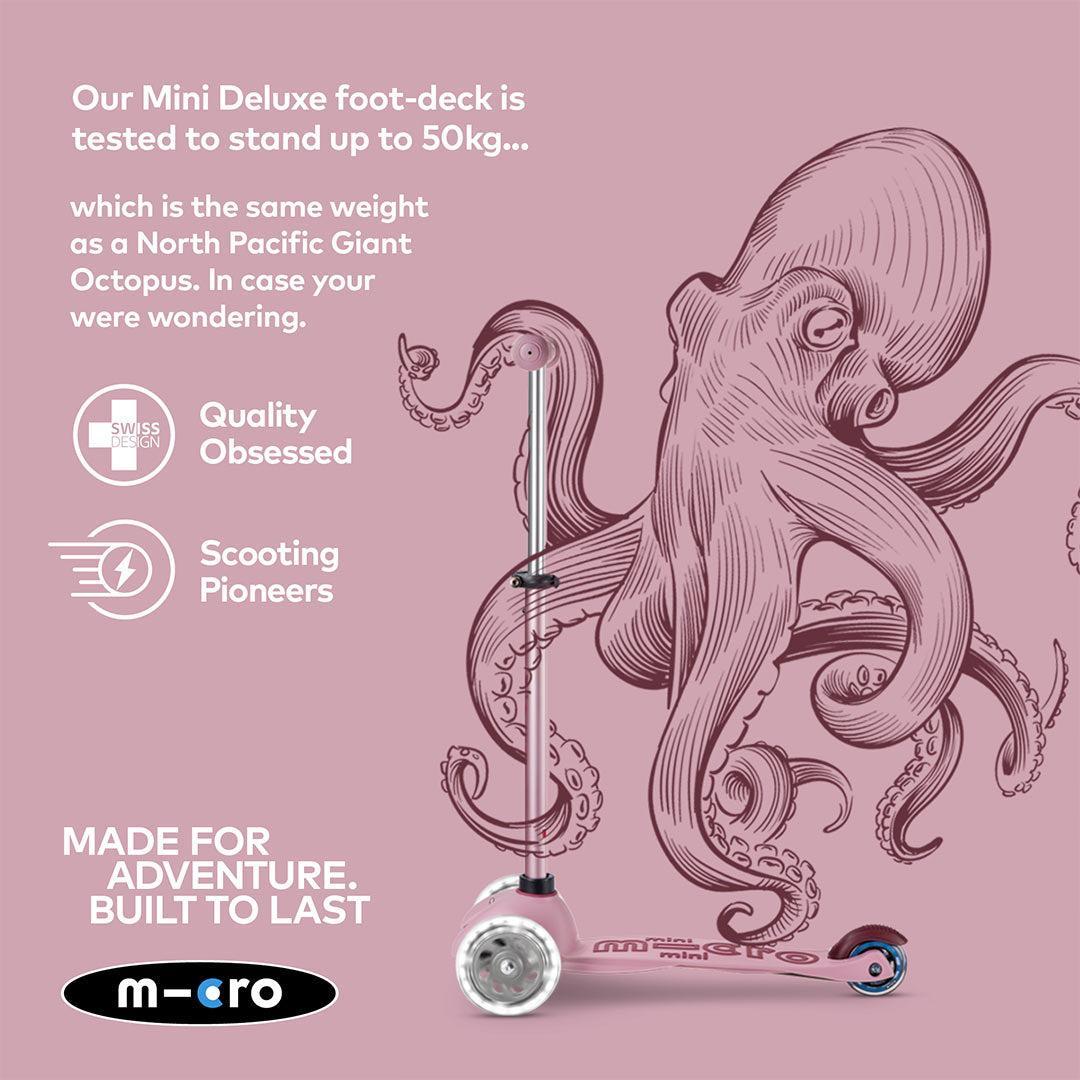 Micro Scooters Mini Deluxe LED Rock And Go Scooter - Rose Pink-Scooters-Rose Pink- | Natural Baby Shower