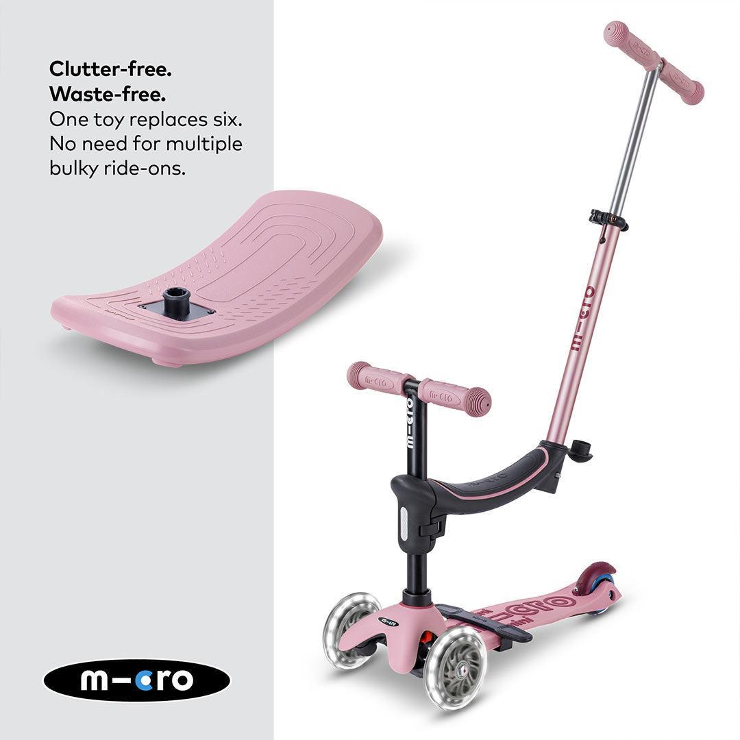 Micro Scooters Mini Deluxe LED Rock And Go Scooter - Rose Pink-Scooters-Rose Pink- | Natural Baby Shower