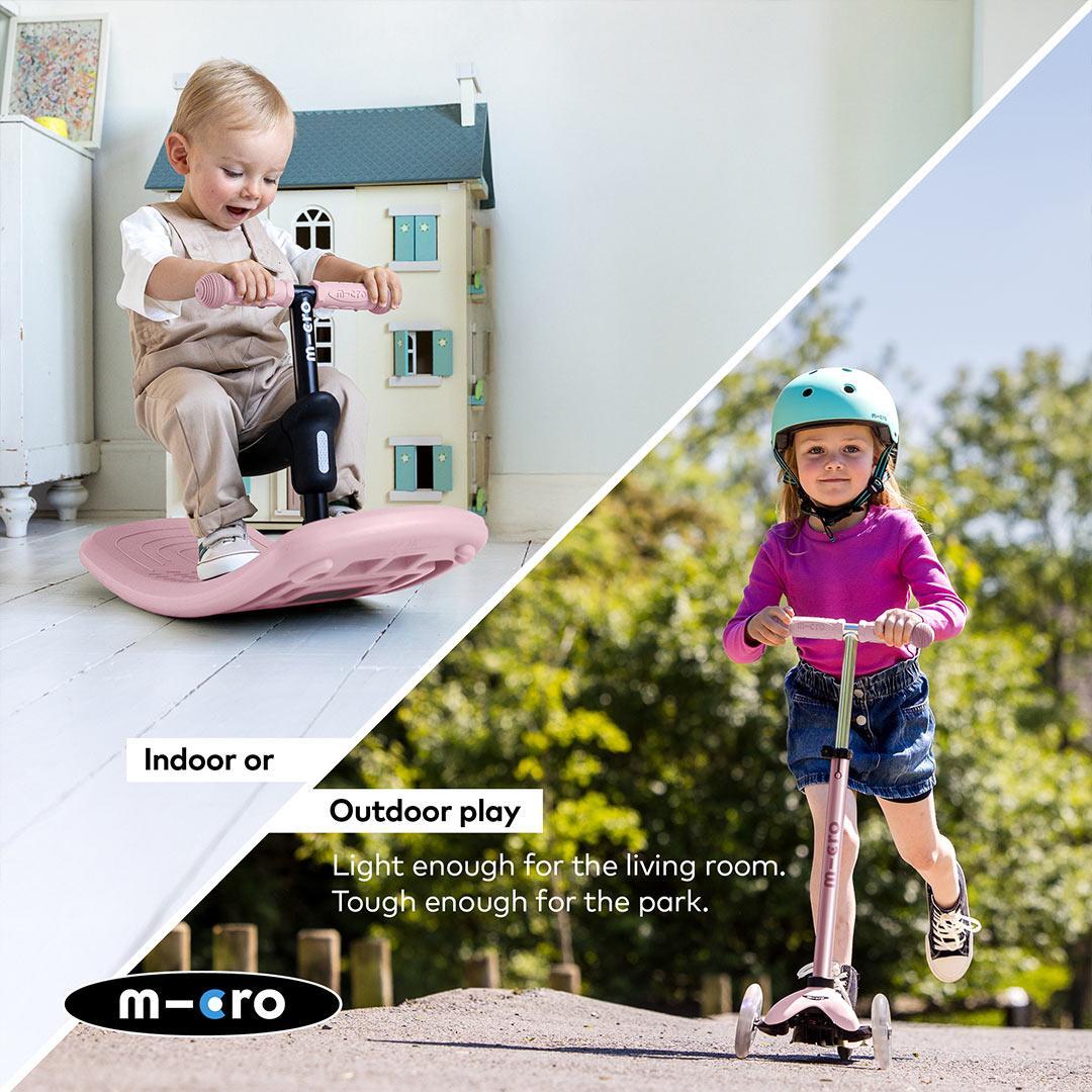 Micro Scooters Mini Deluxe LED Rock And Go Scooter - Rose Pink-Scooters-Rose Pink- | Natural Baby Shower