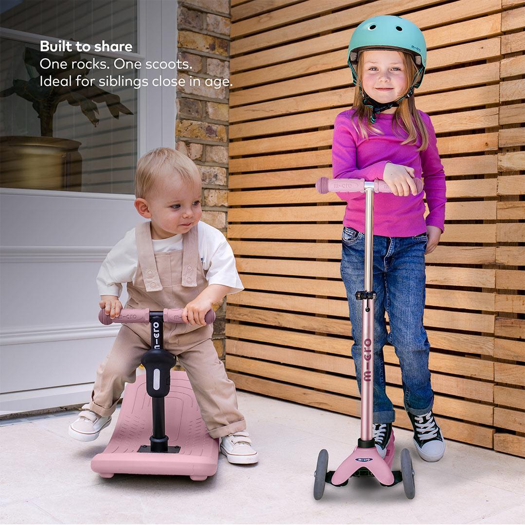 Micro Scooters Mini Deluxe LED Rock And Go Scooter - Rose Pink-Scooters-Rose Pink- | Natural Baby Shower