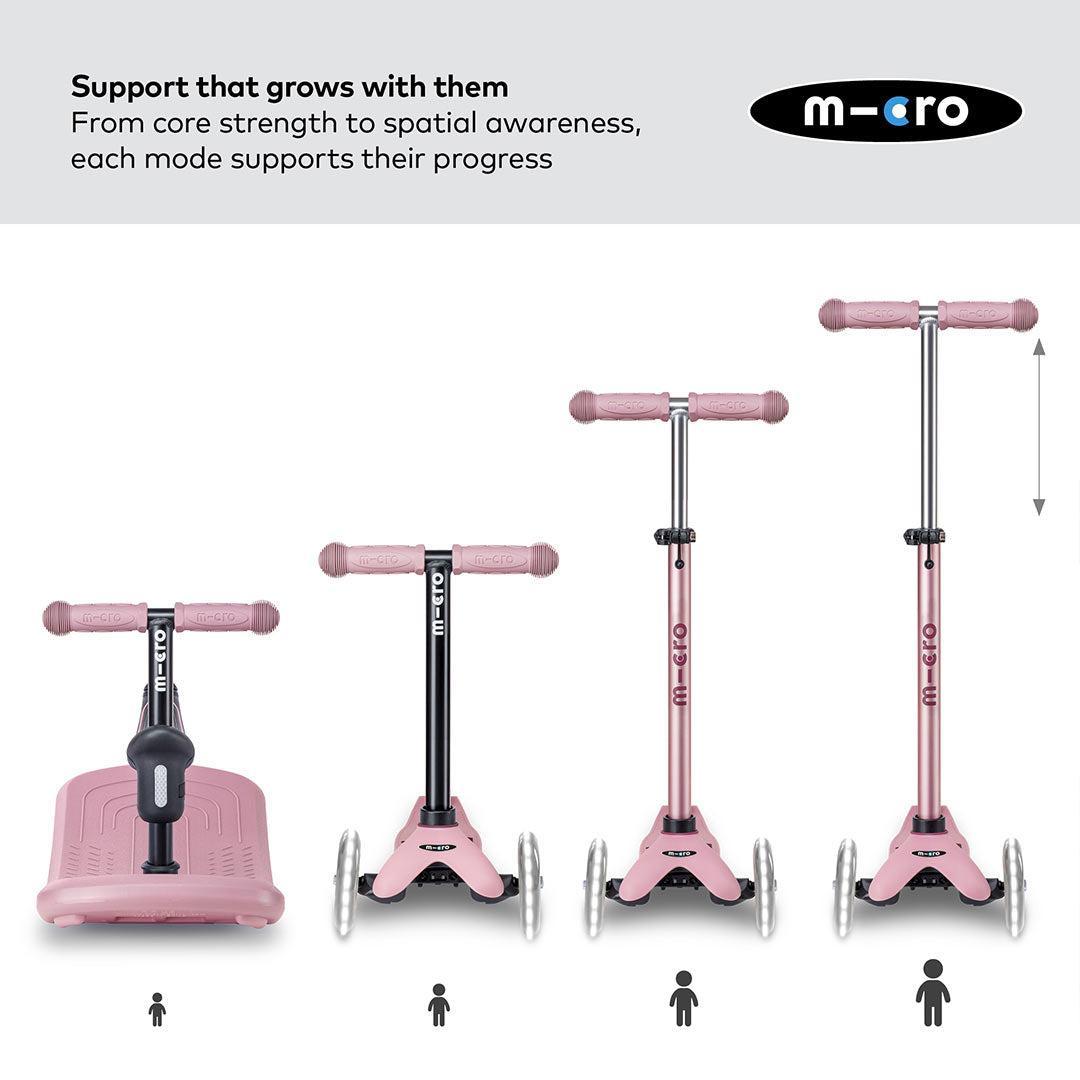 Micro Scooters Mini Deluxe LED Rock And Go Scooter - Rose Pink-Scooters-Rose Pink- | Natural Baby Shower