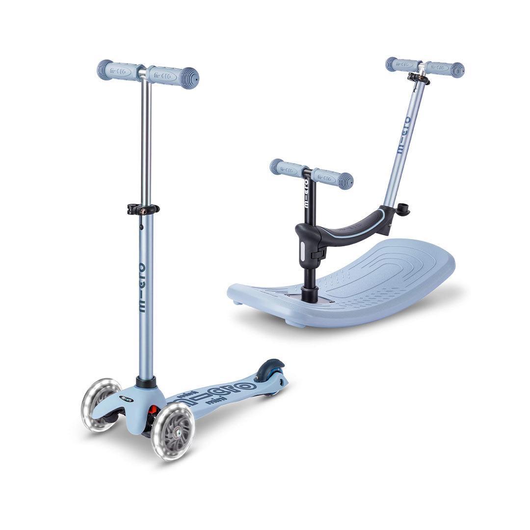 Micro Scooters Mini Deluxe LED Rock And Go Scooter - Soft Blue-Scooters-Soft Blue- | Natural Baby Shower