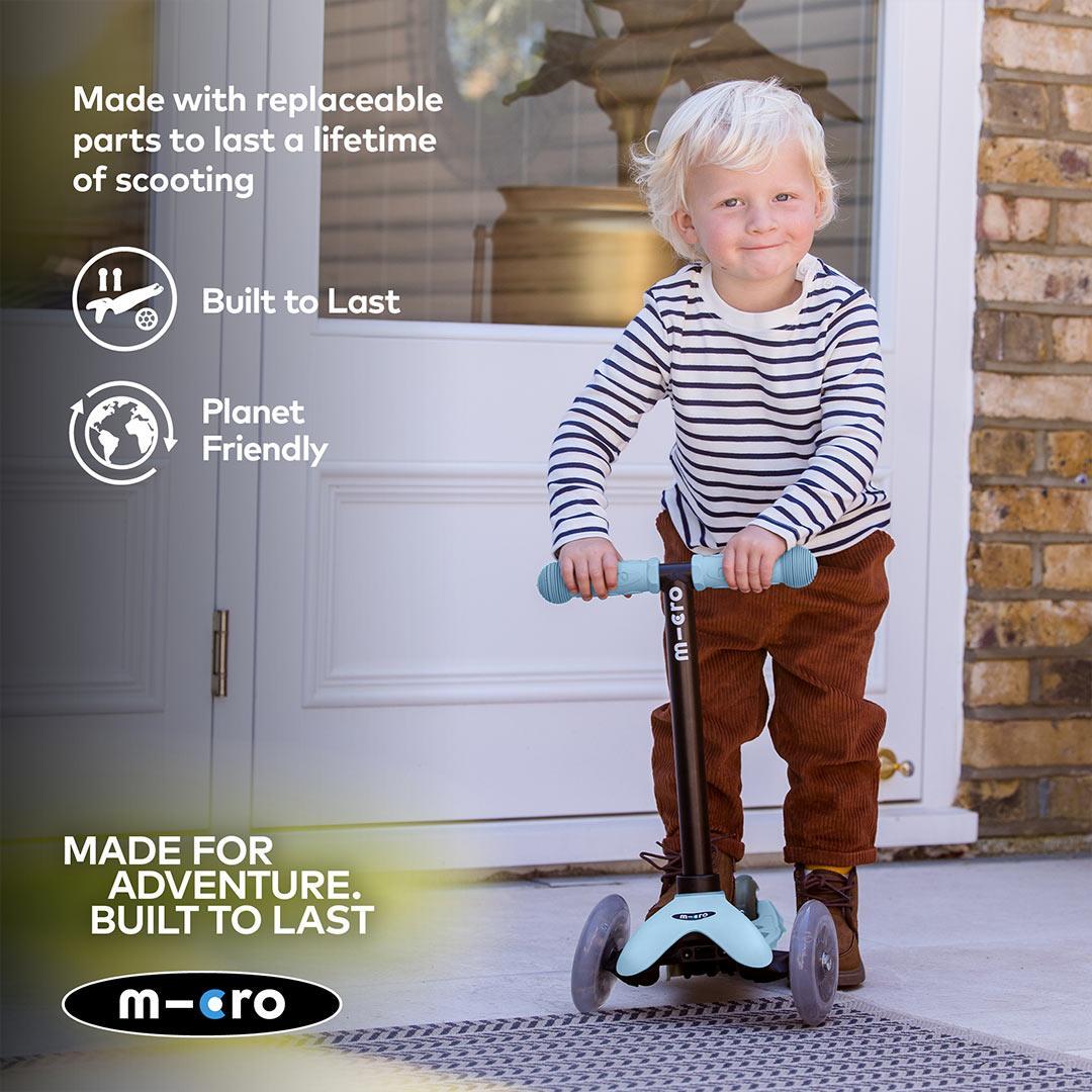 Micro Scooters Mini Deluxe LED Rock And Go Scooter - Soft Blue-Scooters-Soft Blue- | Natural Baby Shower
