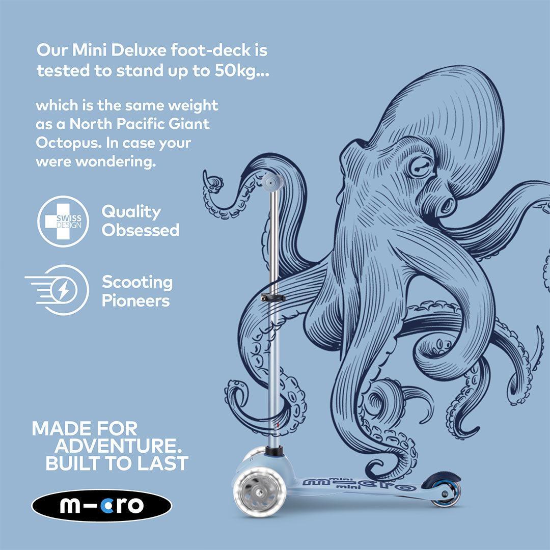 Micro Scooters Mini Deluxe LED Rock And Go Scooter - Soft Blue-Scooters-Soft Blue- | Natural Baby Shower