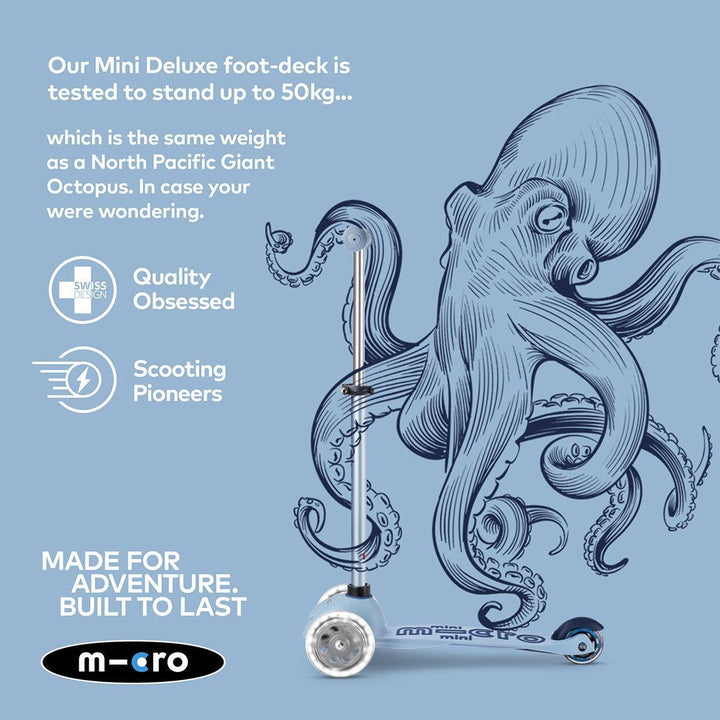 Micro Scooters Mini Deluxe LED Rock And Go Scooter - Soft Blue-Scooters-Soft Blue- | Natural Baby Shower