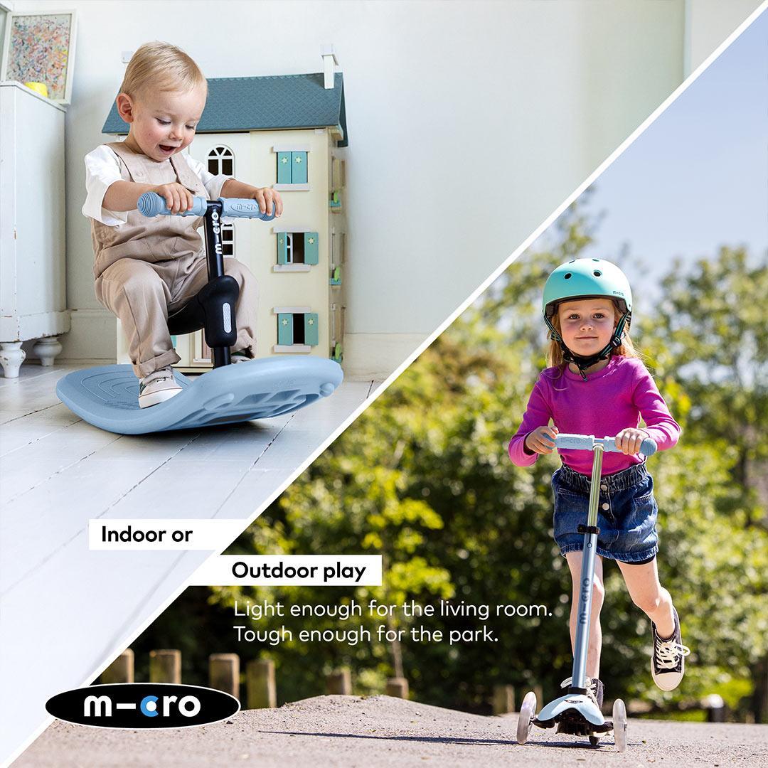 Micro Scooters Mini Deluxe LED Rock And Go Scooter - Soft Blue-Scooters-Soft Blue- | Natural Baby Shower