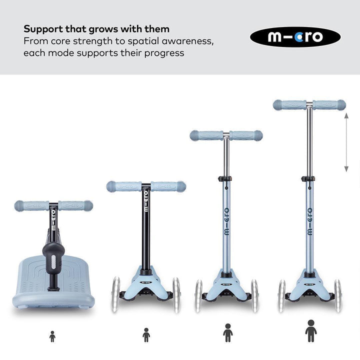 Micro Scooters Mini Deluxe LED Rock And Go Scooter - Soft Blue-Scooters-Soft Blue- | Natural Baby Shower